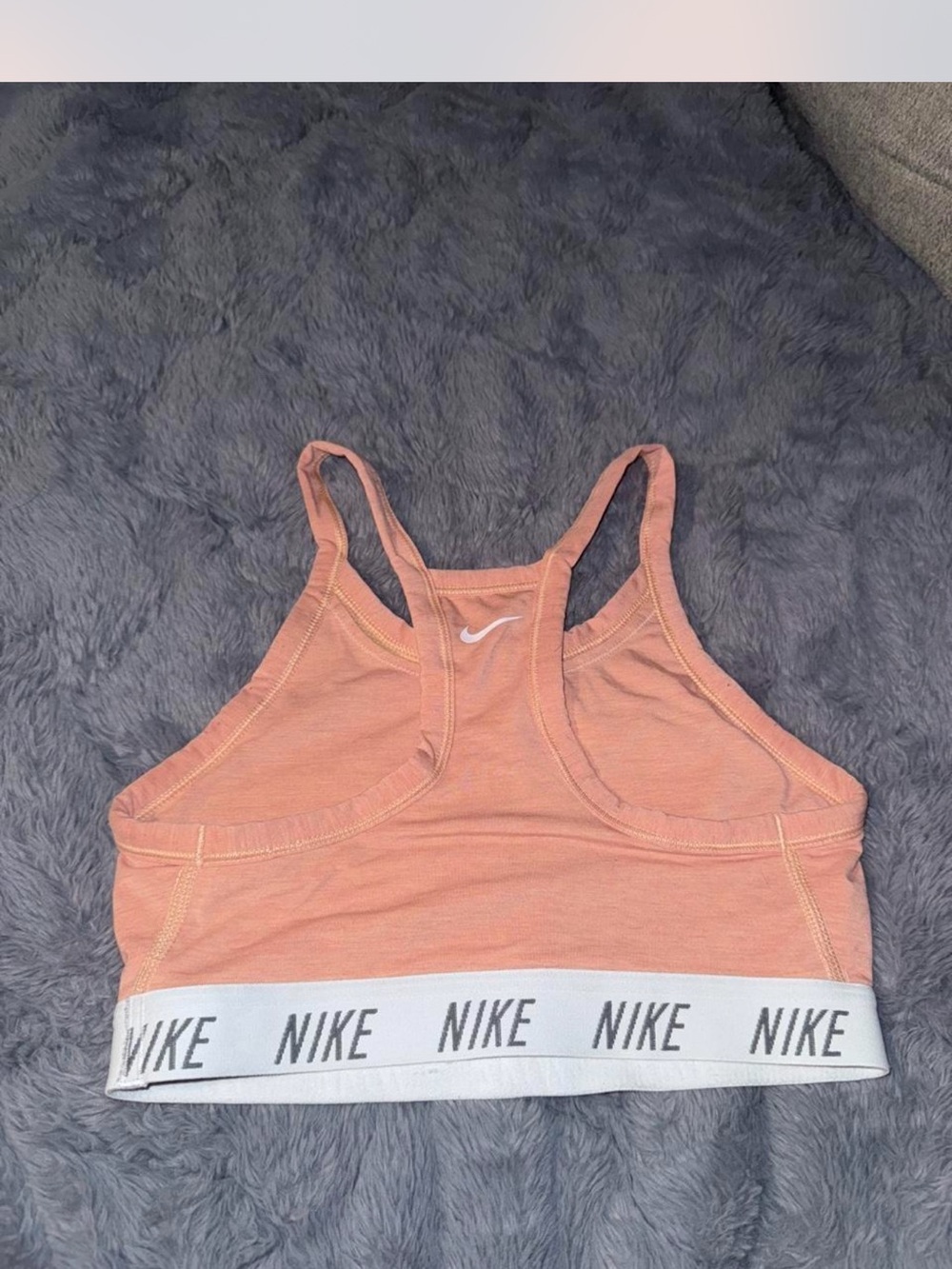 Nike Peach Racerback Sports Bra with White Logo Band